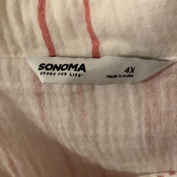 NWT Sonoma cream & mauve striped sleeveless cotton midi-dress w/decor buttons 4x - Picture 8 of 11